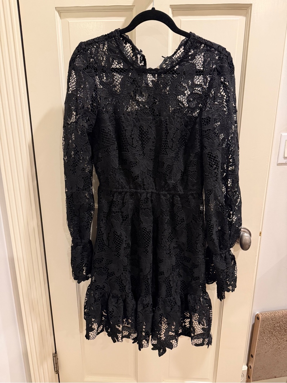 Aqua Black Lace Dress with Sheer Crochet Detail
